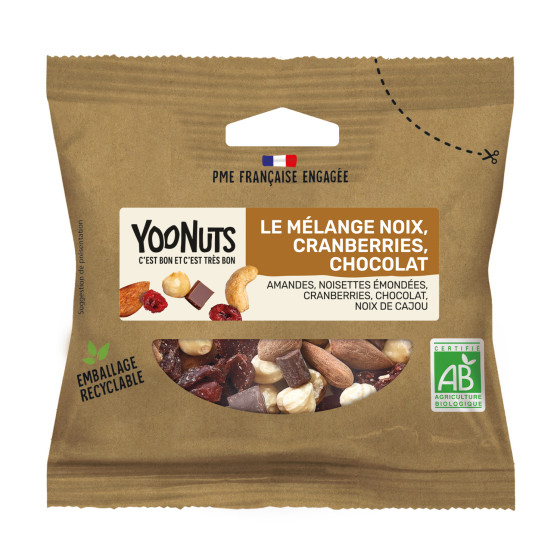 MELANGE NOIX, CRANBERRIES, CHOCOLAT BIO